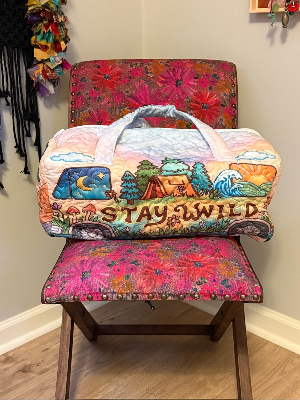 Stay Wild Illustrated Duffle Bag - Pastel Multi - Picture 2 of 4